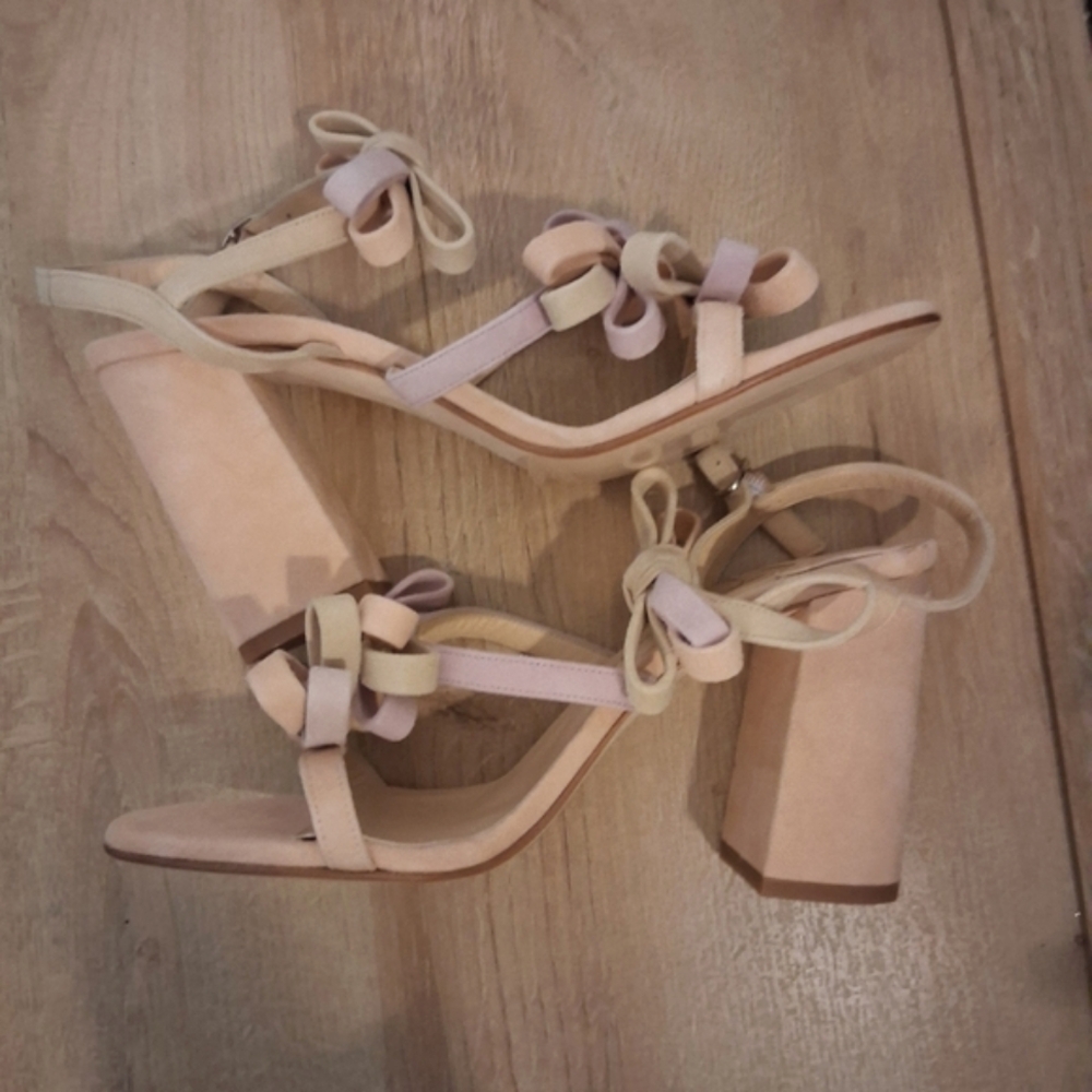 Isa Tapia Suede Pastel Bows Sandals Heels Eur Size 39 - Picture 5 of 6